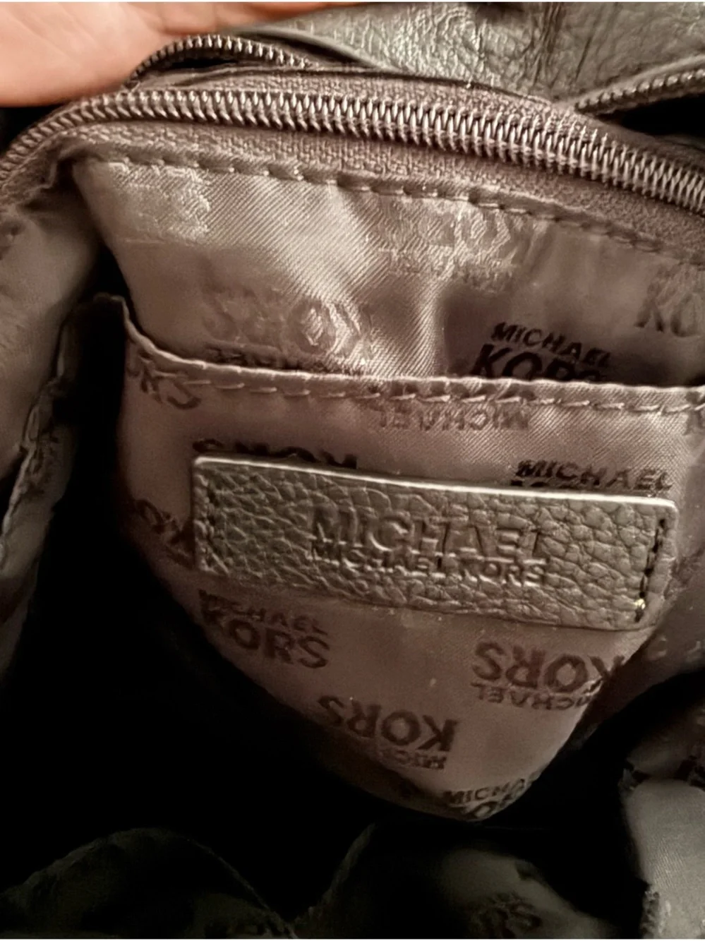 Michael Kors Black Pebbled Leather Hobo with Gold Logo Charm and Tassel EUC - Picture 5 of 6